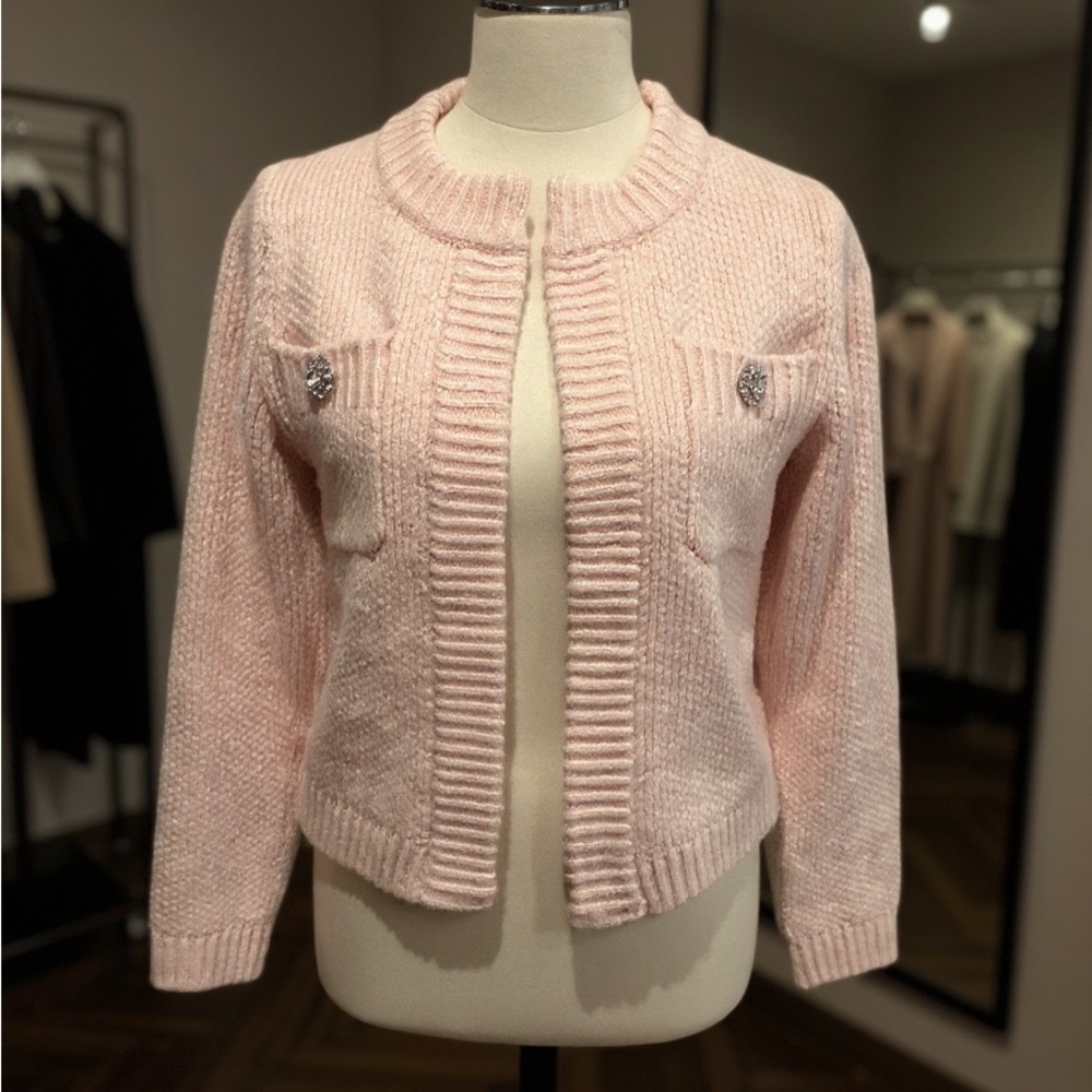 Ann Taylor Soft Pink Cardigan Sweater with crystal details, New with tags! - Picture 2 of 9